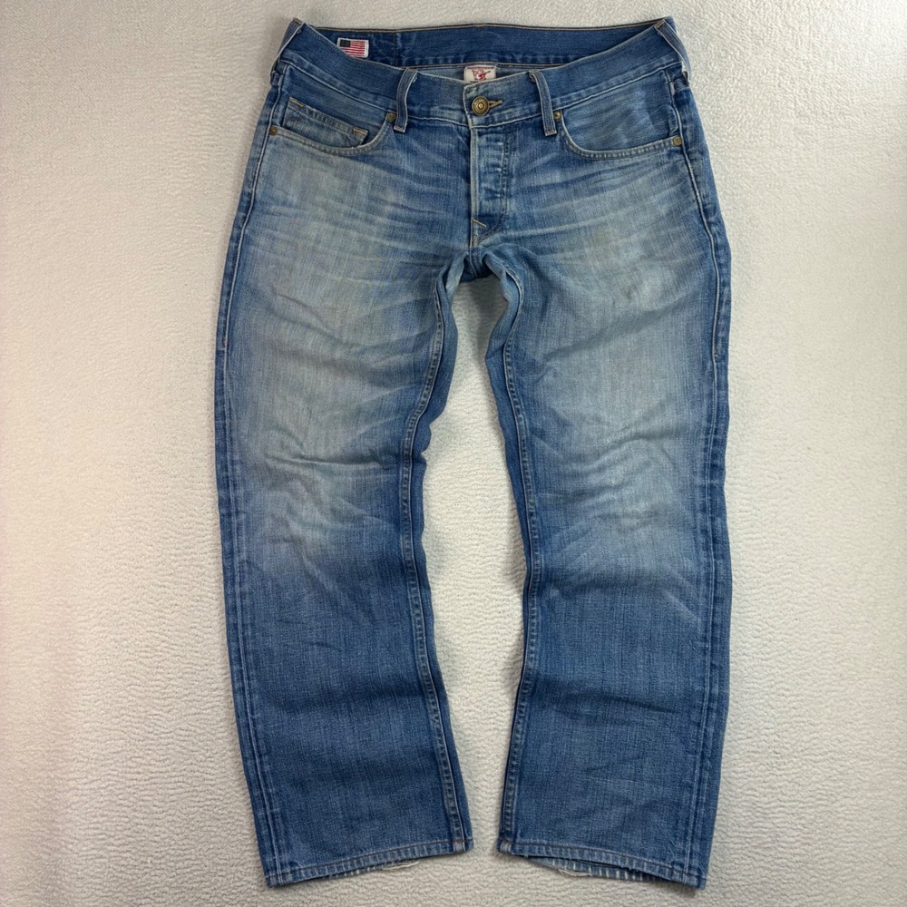 Vintage True Religion Bobby Jeans Men 33x30 Blue Faded Whiskered Distressed USA